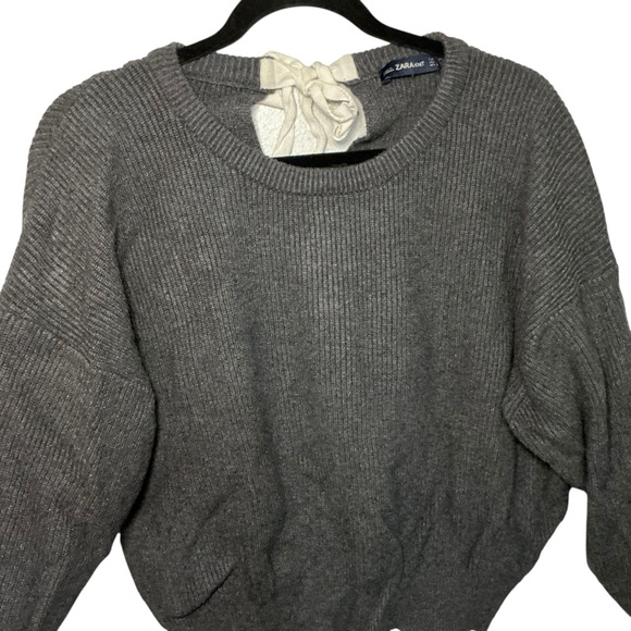 ZARA Knit Gray Ribbed Sweater Size Medium - Picture 3 of 6